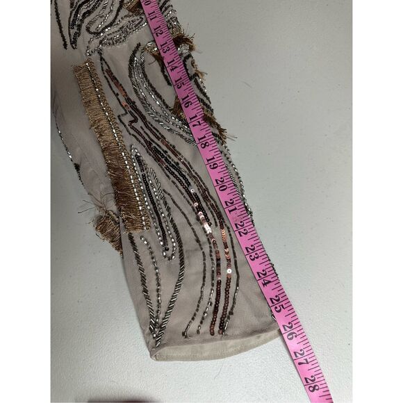 Asos Design Women's Embellished Swirl Mini Dress Taupe Size 14 🛑 - Picture 14 of 14